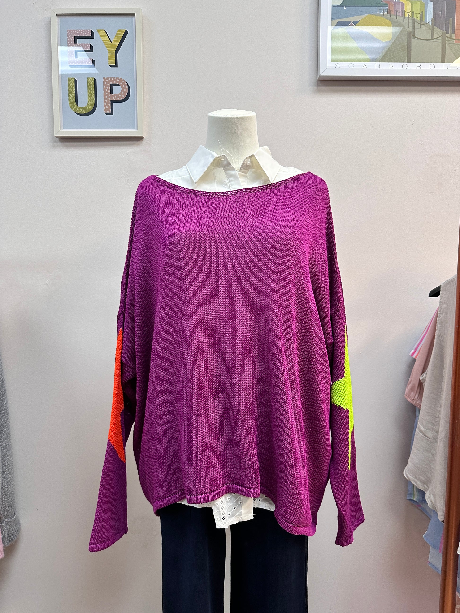 Fine Knit Purple Star Jumper