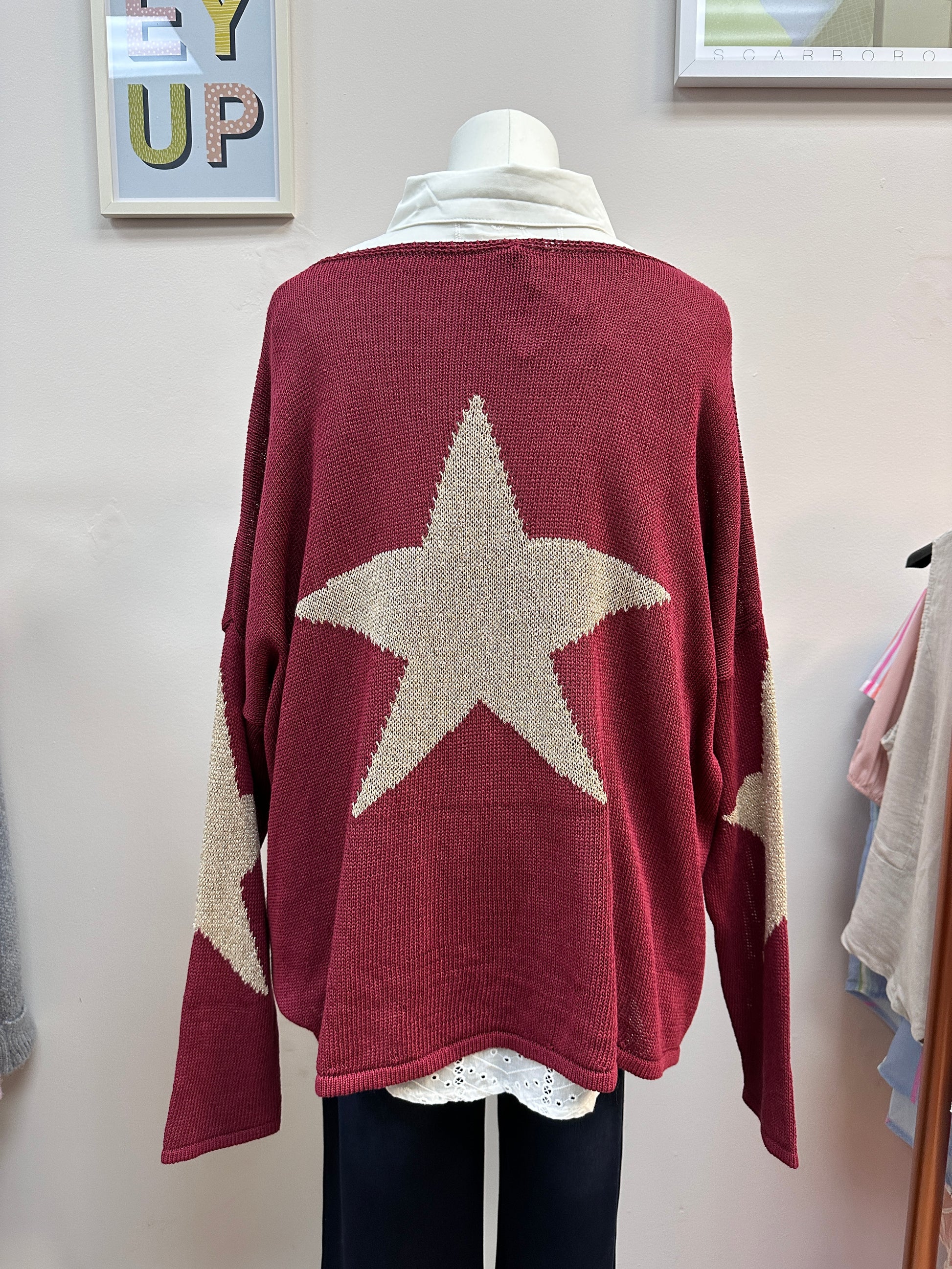 Fine Knit Red Star Jumper
