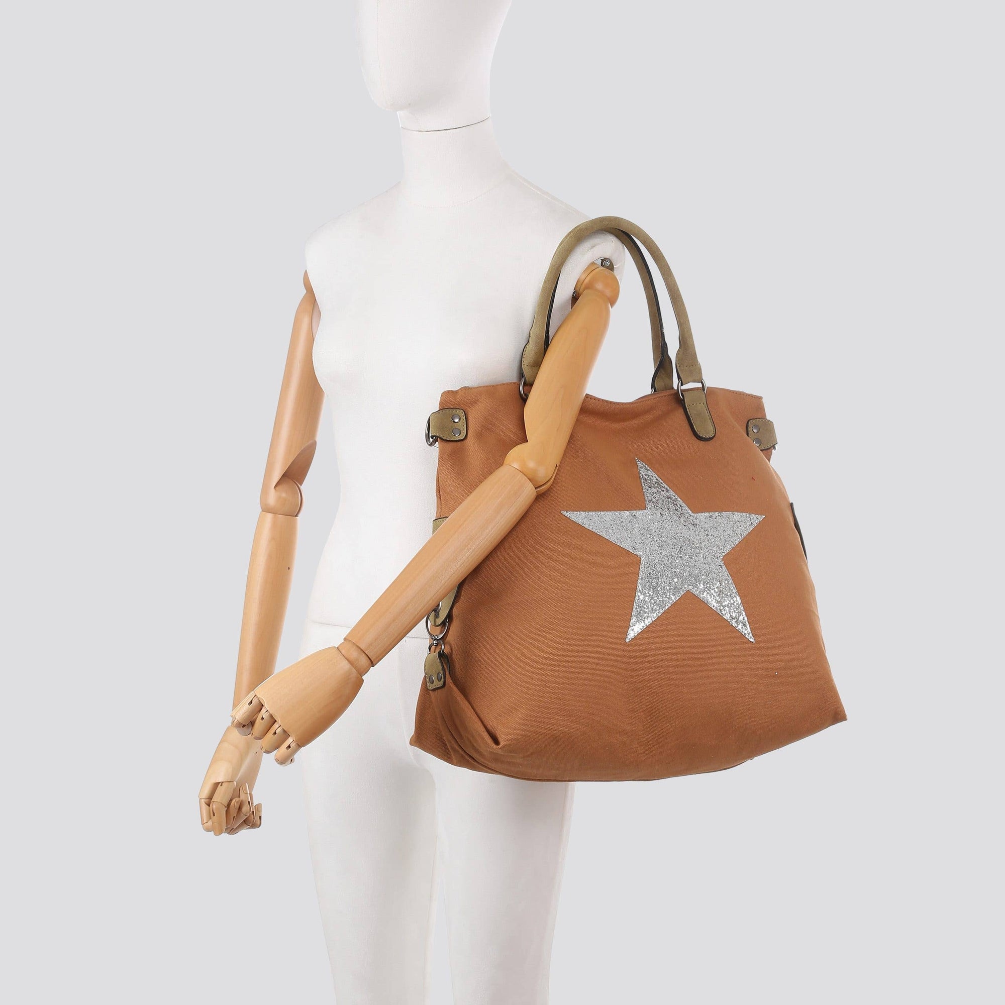 2253 Large Canvas Star Bags: KHAKI