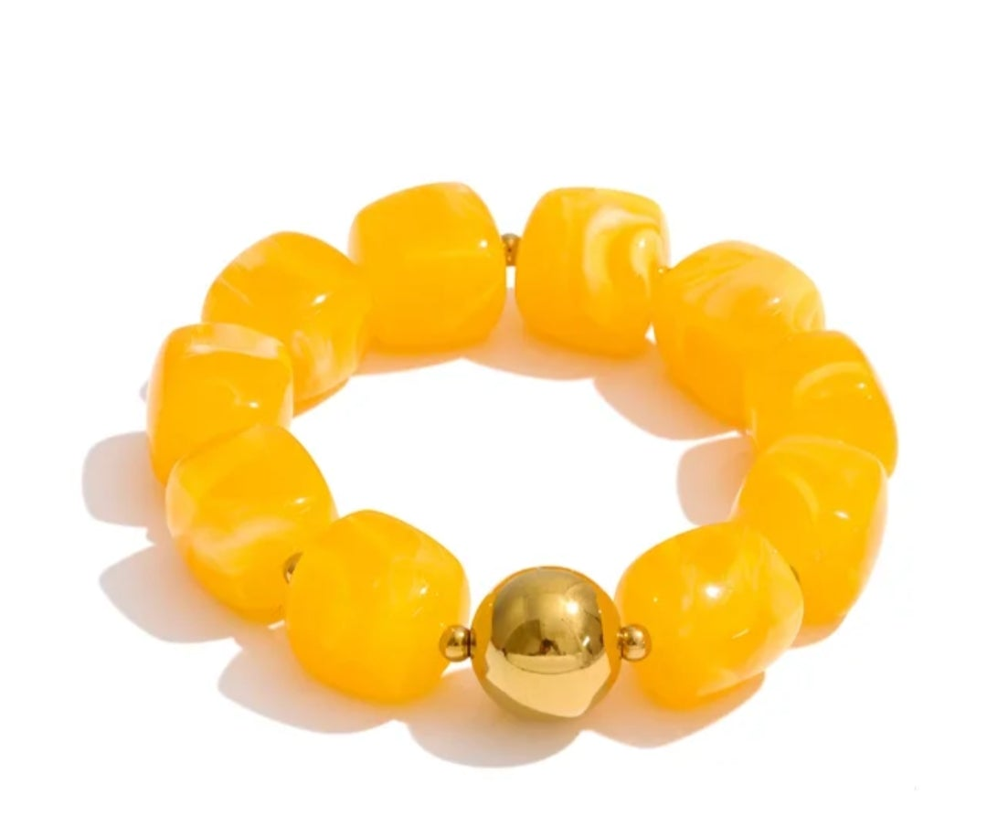 Acrylic Beaded Chunky Bracelet - 11 Colours: Orange