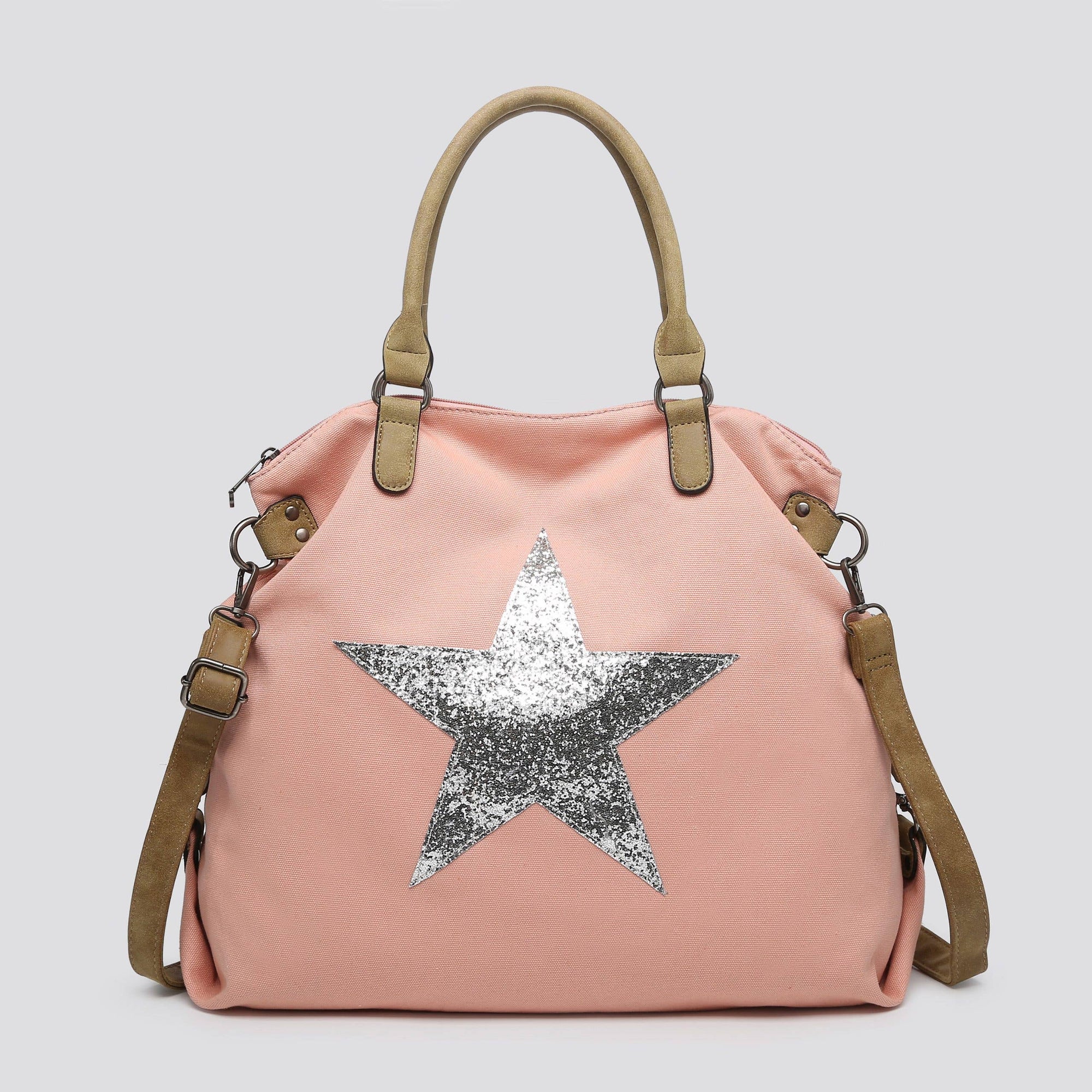 2253 Large Canvas Star Bags: KHAKI