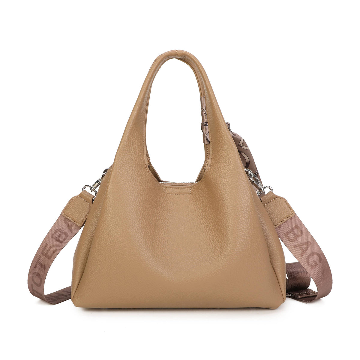 JM1780 Soft Slouchy Hobo Bag with Scarf & Wide Crossbody Str: Wine