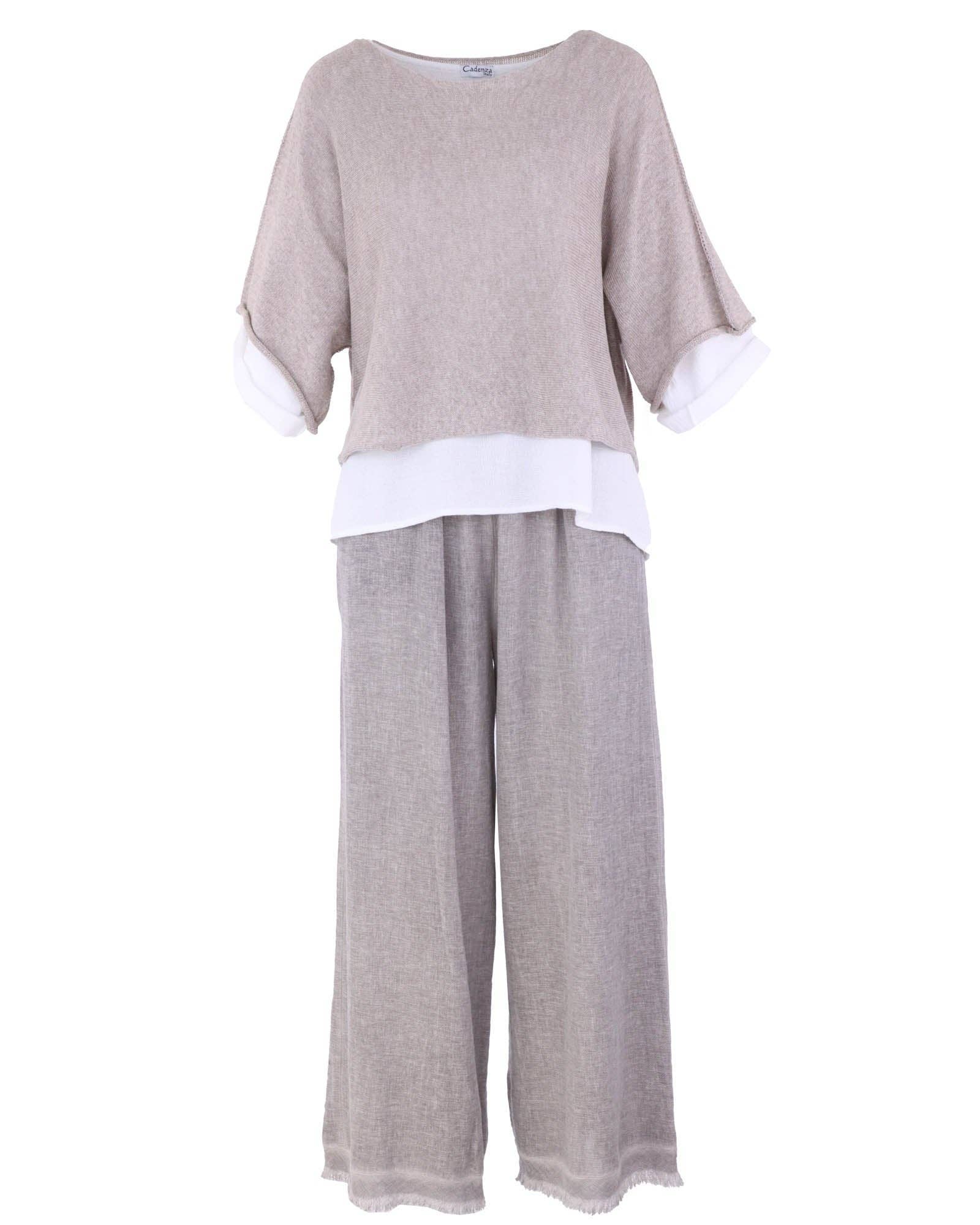 Cotton Blend Short Tunic Top: Cream / One Size