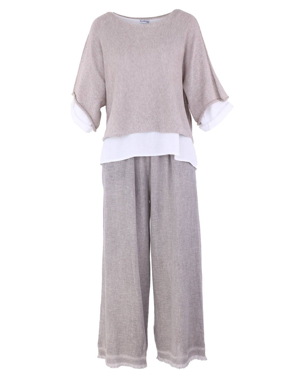 Cotton Blend Short Tunic Top: Pink / One Size