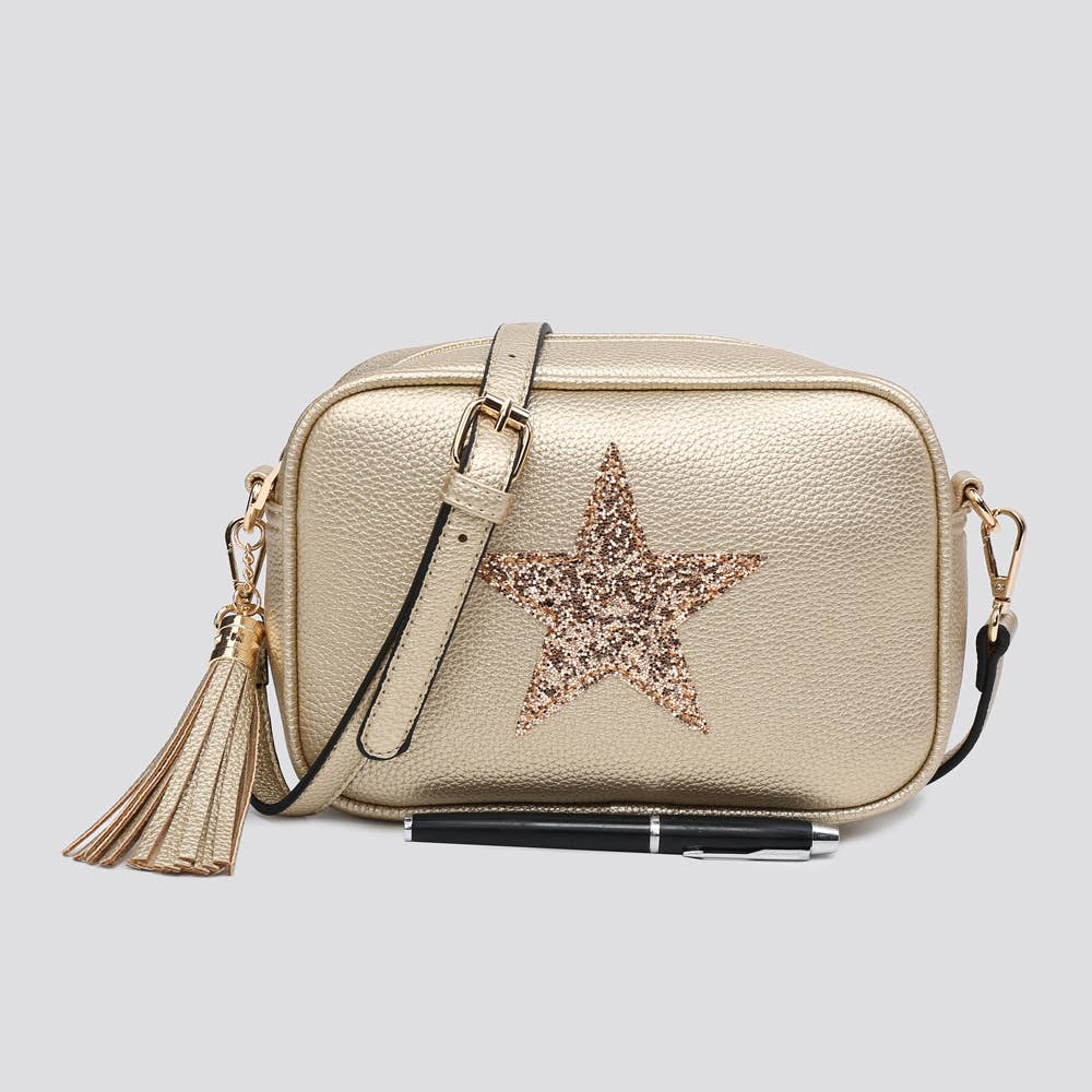 Premium Vegan Leather Camera Star Crossbody Bag #JNY3435AW26: BROWN