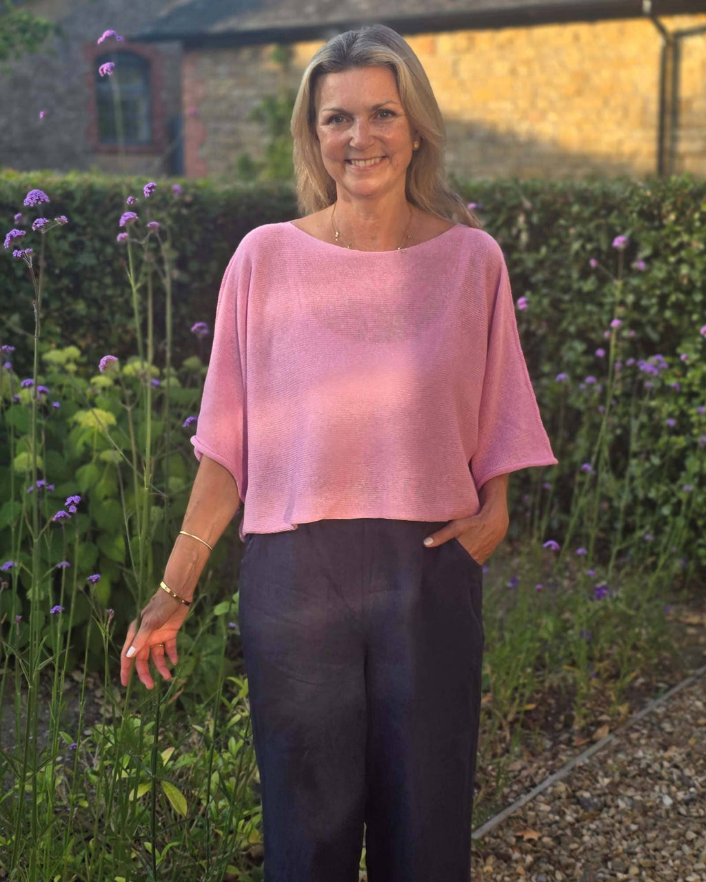 Cotton Blend Short Tunic Top: Sage / One Size