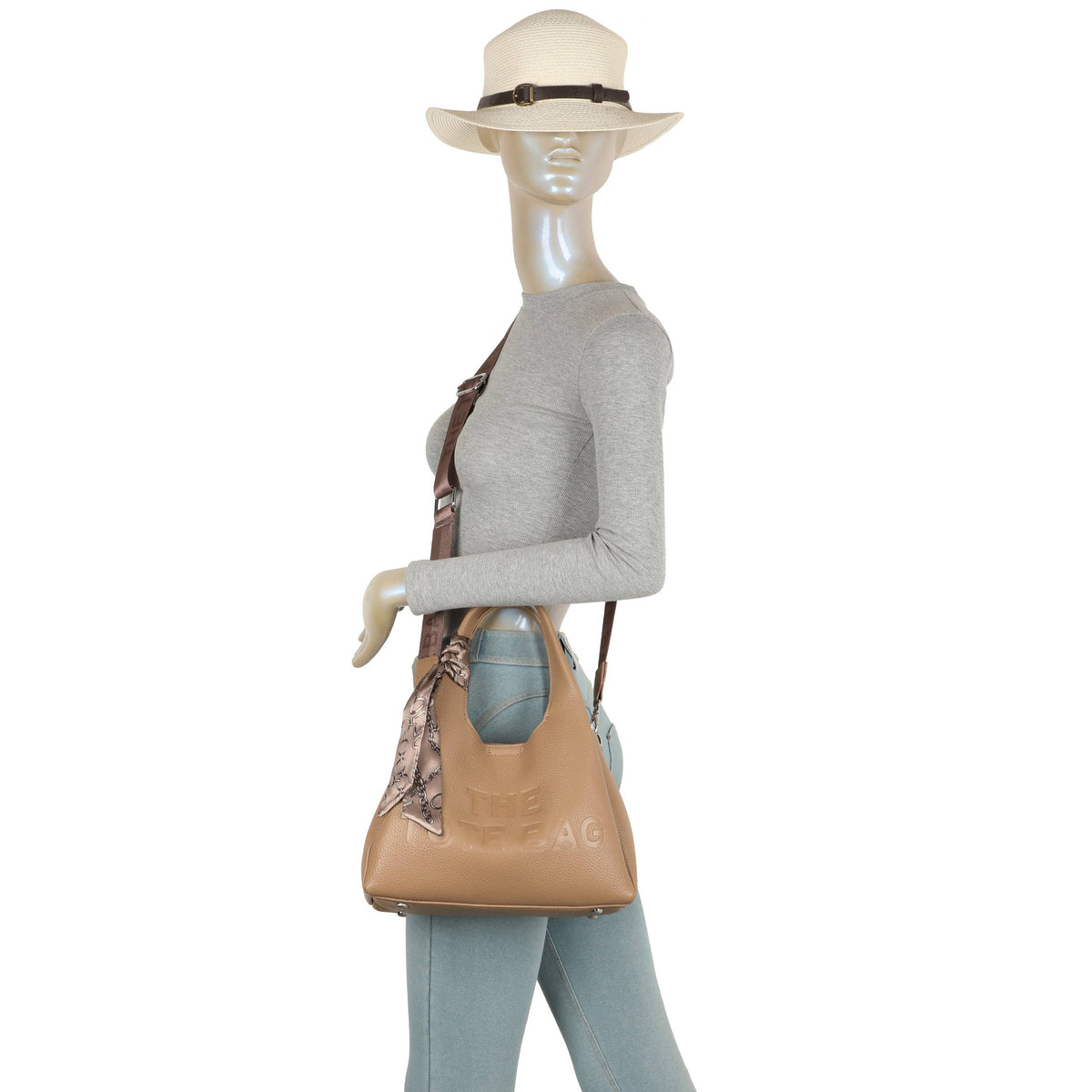 JM1780 Soft Slouchy Hobo Bag with Scarf & Wide Crossbody Str: Wine