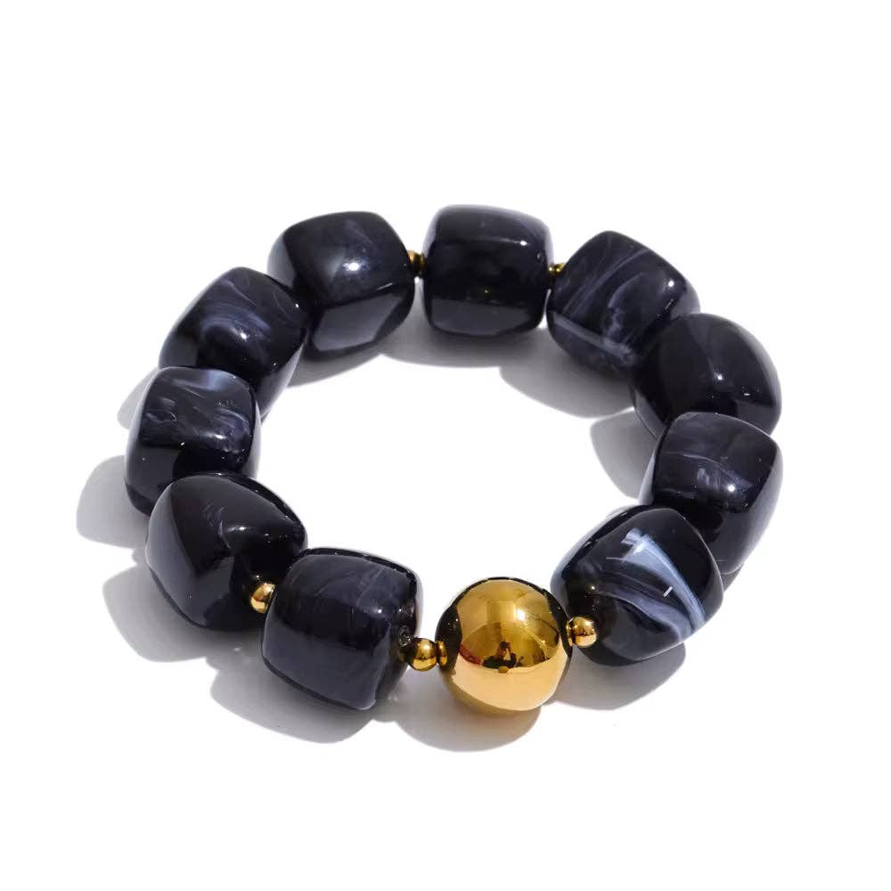 Acrylic Beaded Chunky Bracelet - 11 Colours: Black