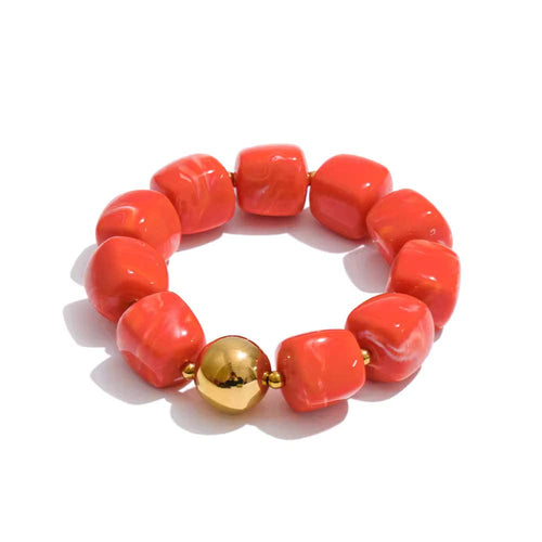 Acrylic Beaded Chunky Bracelet - 11 Colours: Orange