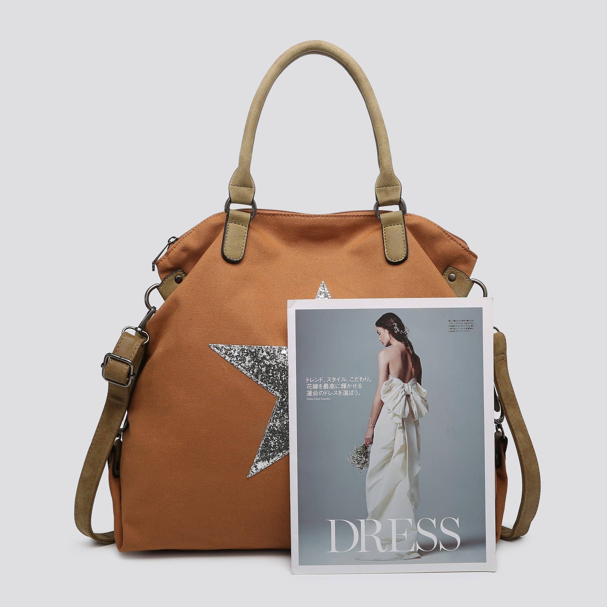 2253 Large Canvas Star Bags: KHAKI