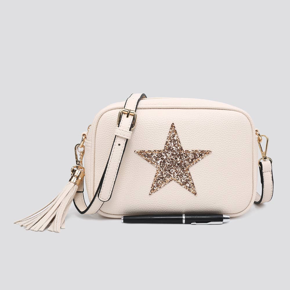 Premium Vegan Leather Camera Star Crossbody Bag #JNY3435AW26: BROWN