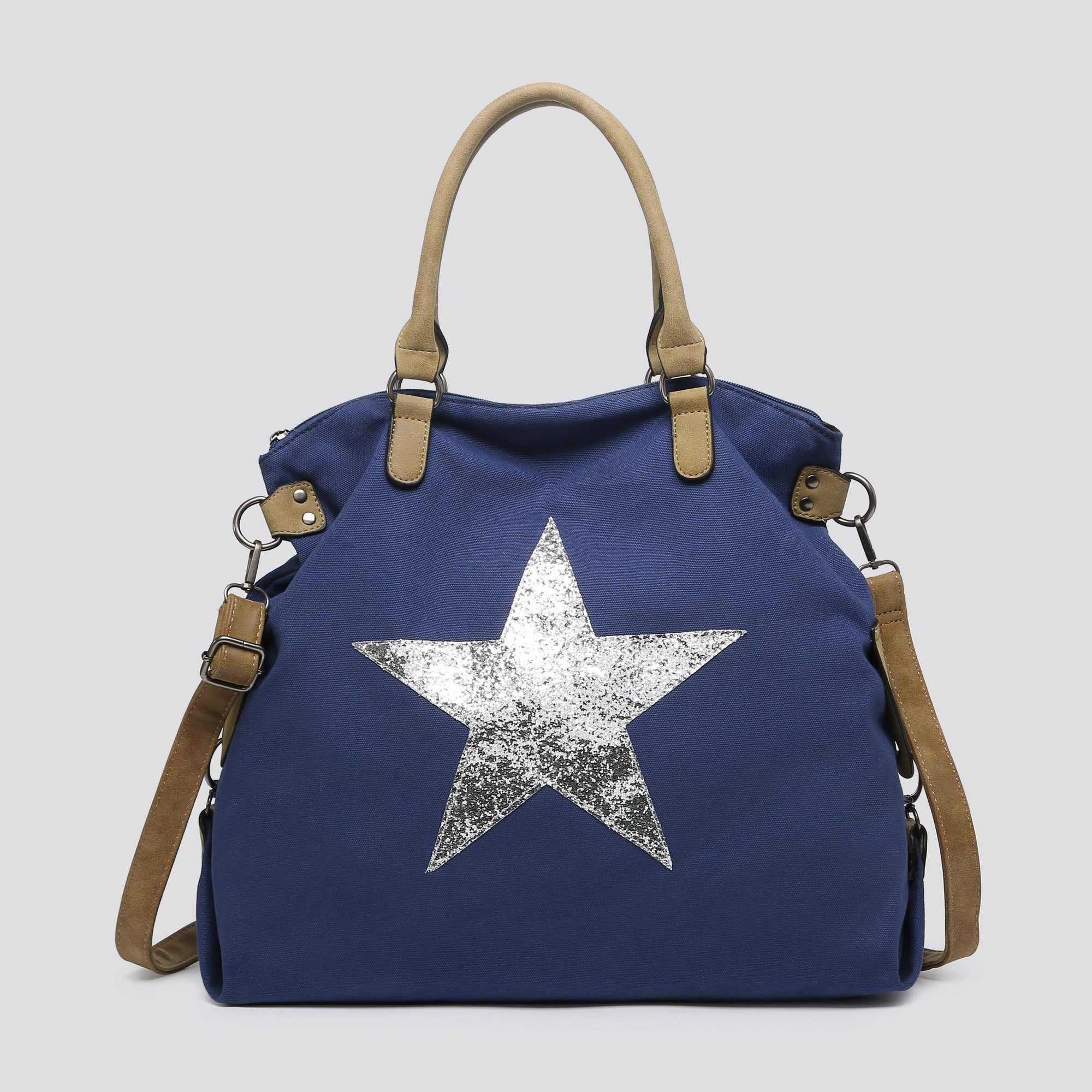 2253 Large Canvas Star Bags: BLACK