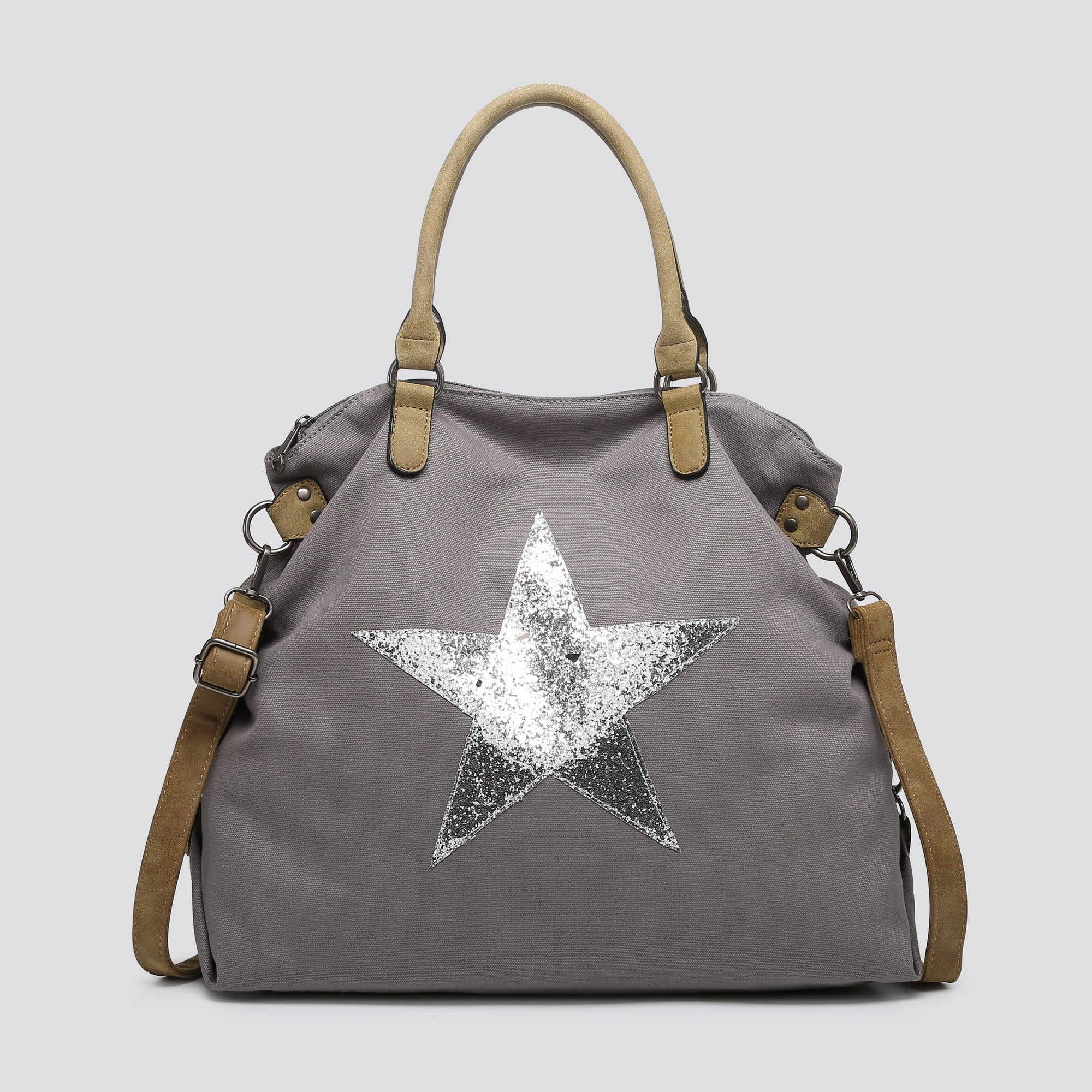 2253 Large Canvas Star Bags: BLACK