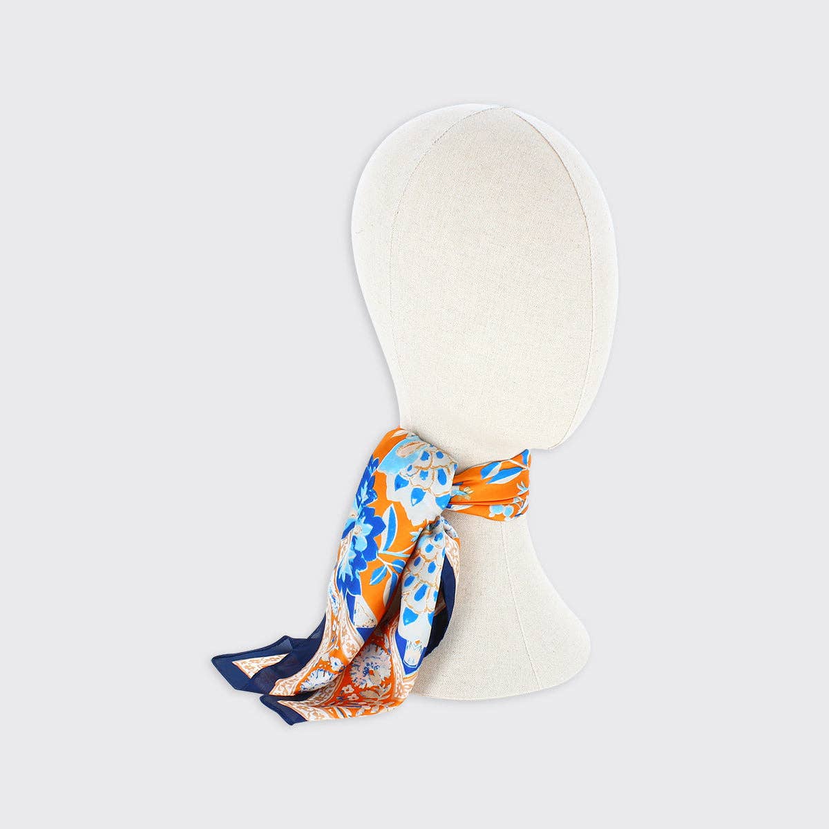Phoebe Floral Square Scarf - Blue / Burnt Orange