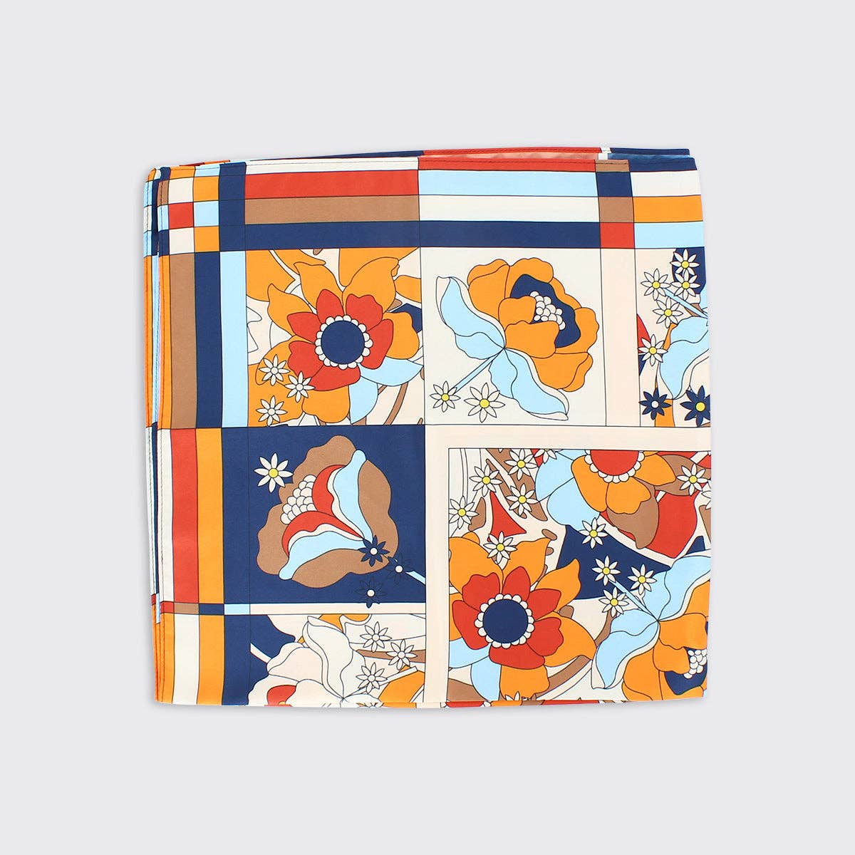Babs Square Scarf: Navy / Chocolate