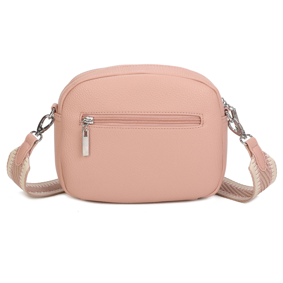 JM1377 Crossbody Bag with Wide Strap and Coin Pouch: Brown