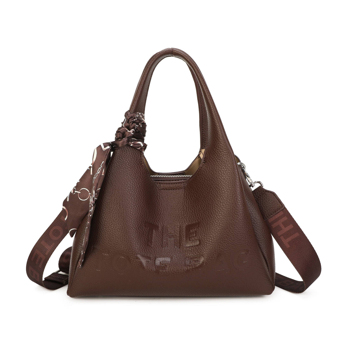 JM1780 Soft Slouchy Hobo Bag with Scarf & Wide Crossbody Str: Wine