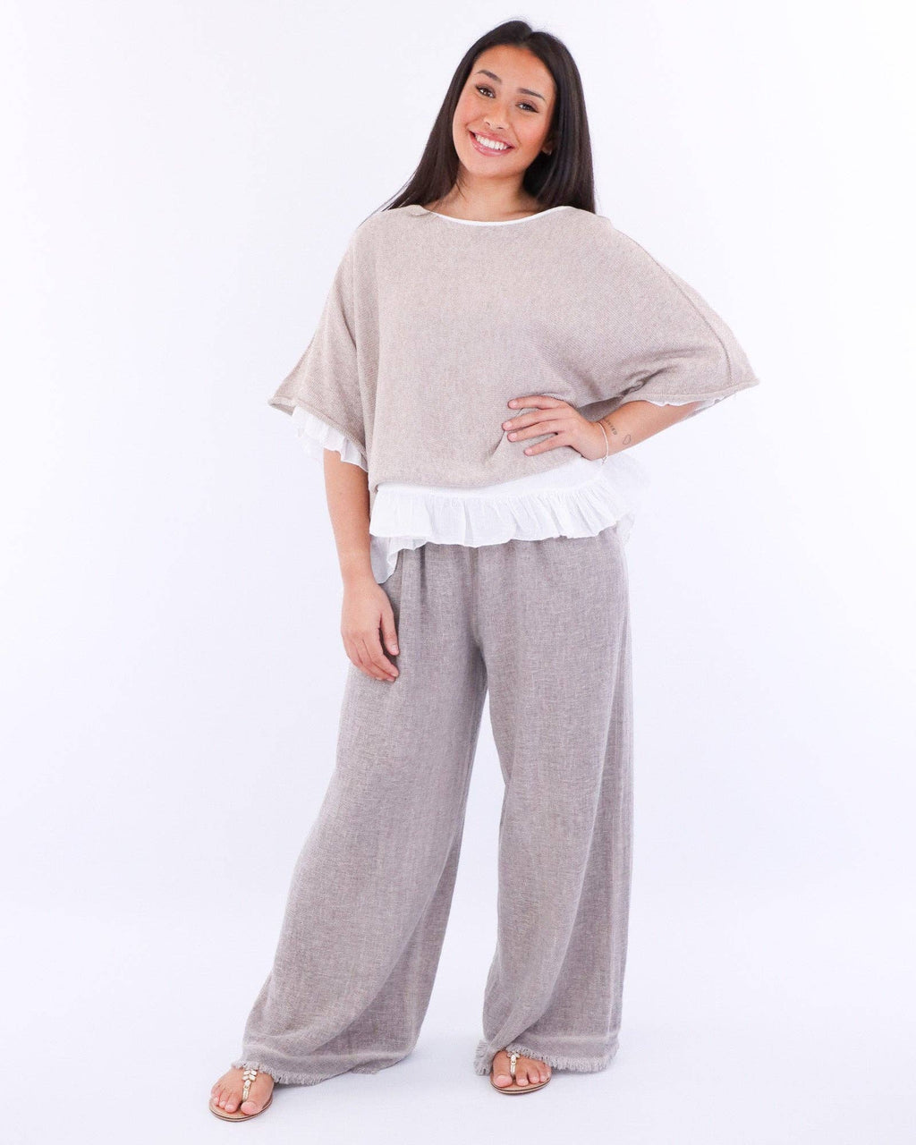 Cotton Blend Short Tunic Top: Terracotta / One Size