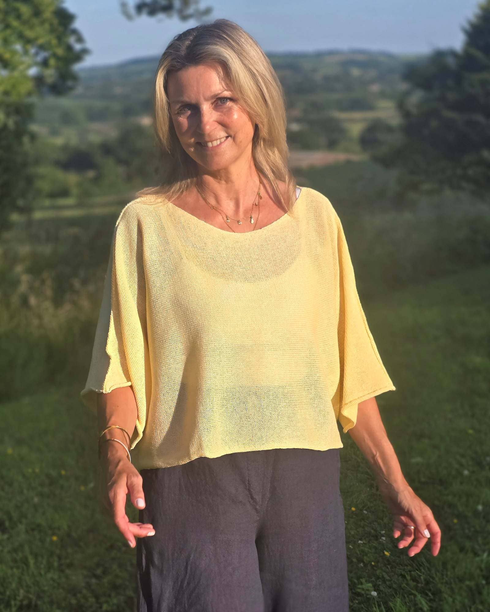 Cotton Blend Short Tunic Top: Chocolate / One Size