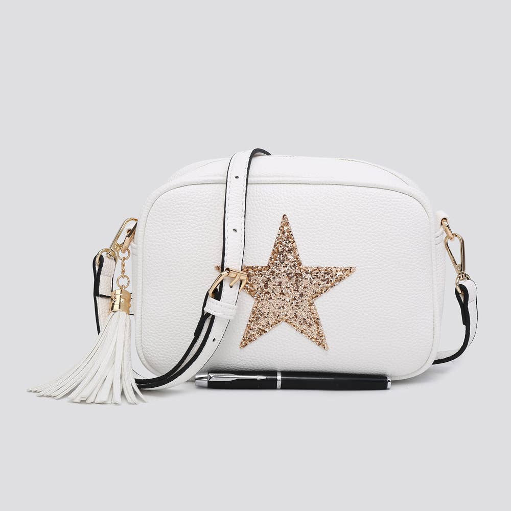 Premium Vegan Leather Camera Star Crossbody Bag #JNY3435AW26: BROWN