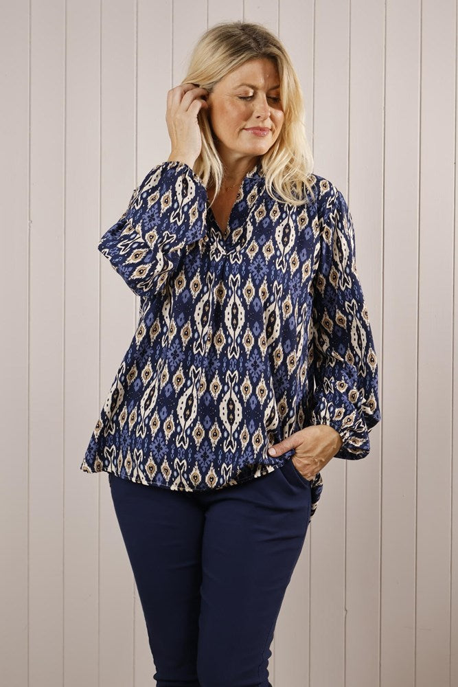 Goose Island Abstract Collared Blouse