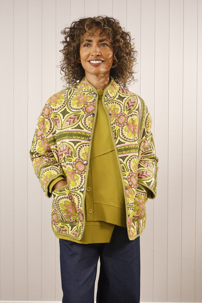 Goose Island Paisley Quilted Bomber Jacket Pistachio