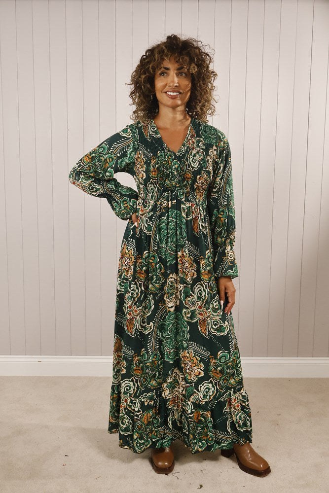 Goose Island Paisley Flower Shirred Bust Dress