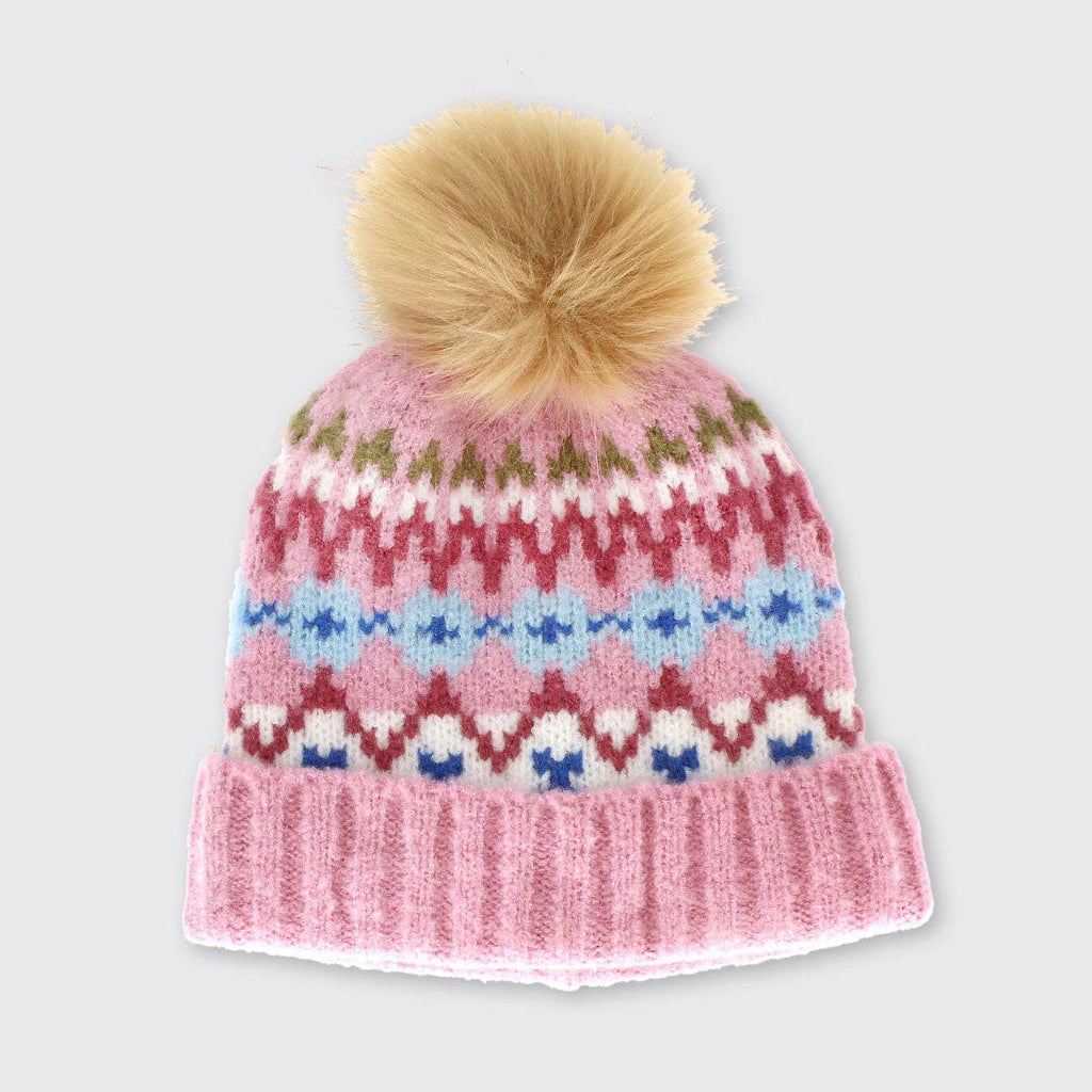 Carla Bobble Hat: Pink