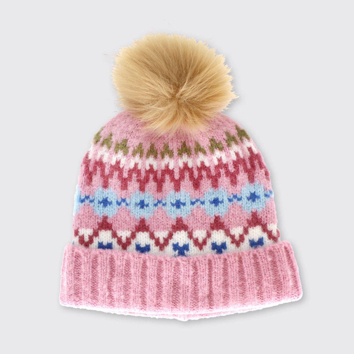 Carla Bobble Hat: Pink