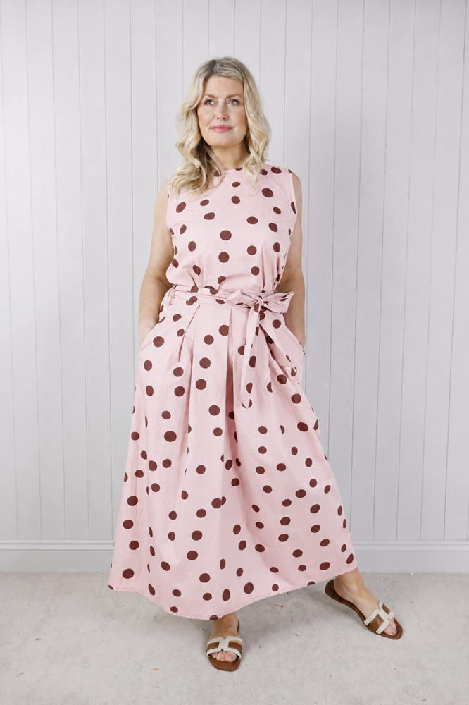 Light Pink Cotton Tie Polka Dot Skirt