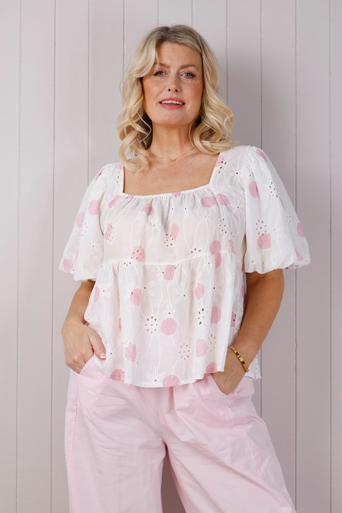 Polka Dot Broderie Anglaise Puff