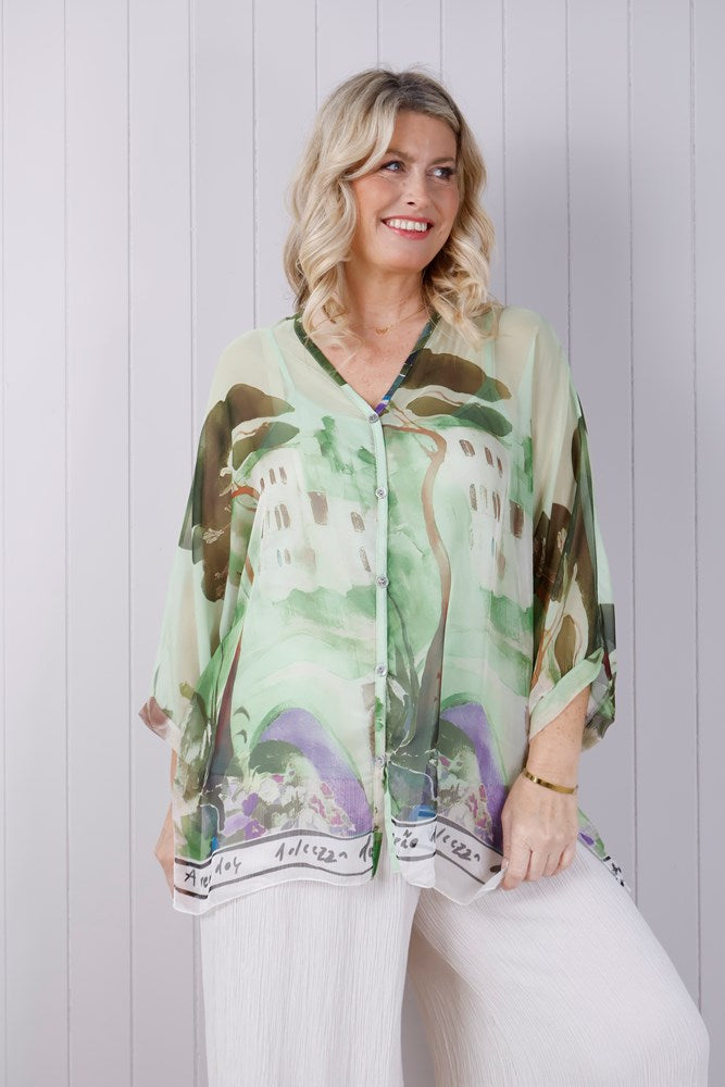 Green Dolce Vita Vest Lined Shirt