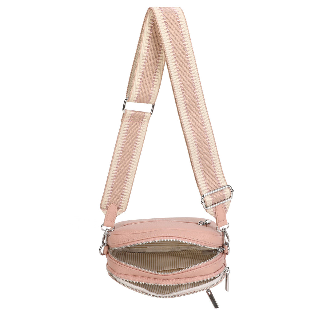 JM1377 Crossbody Bag with Wide Strap and Coin Pouch: Light Beige