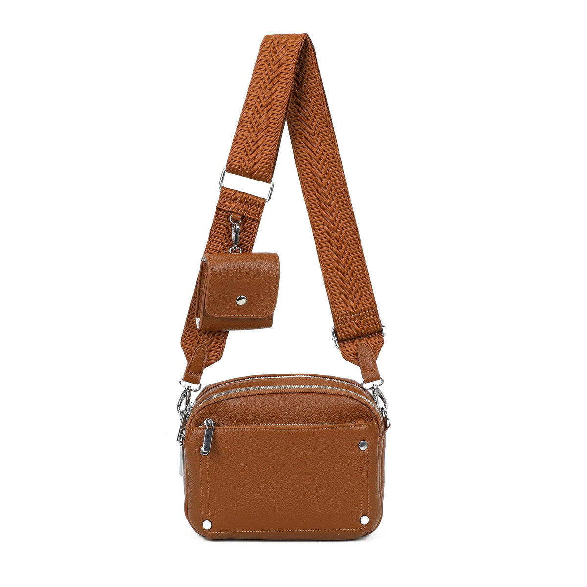 JM1377 Crossbody Bag with Wide Strap and Coin Pouch: Orange