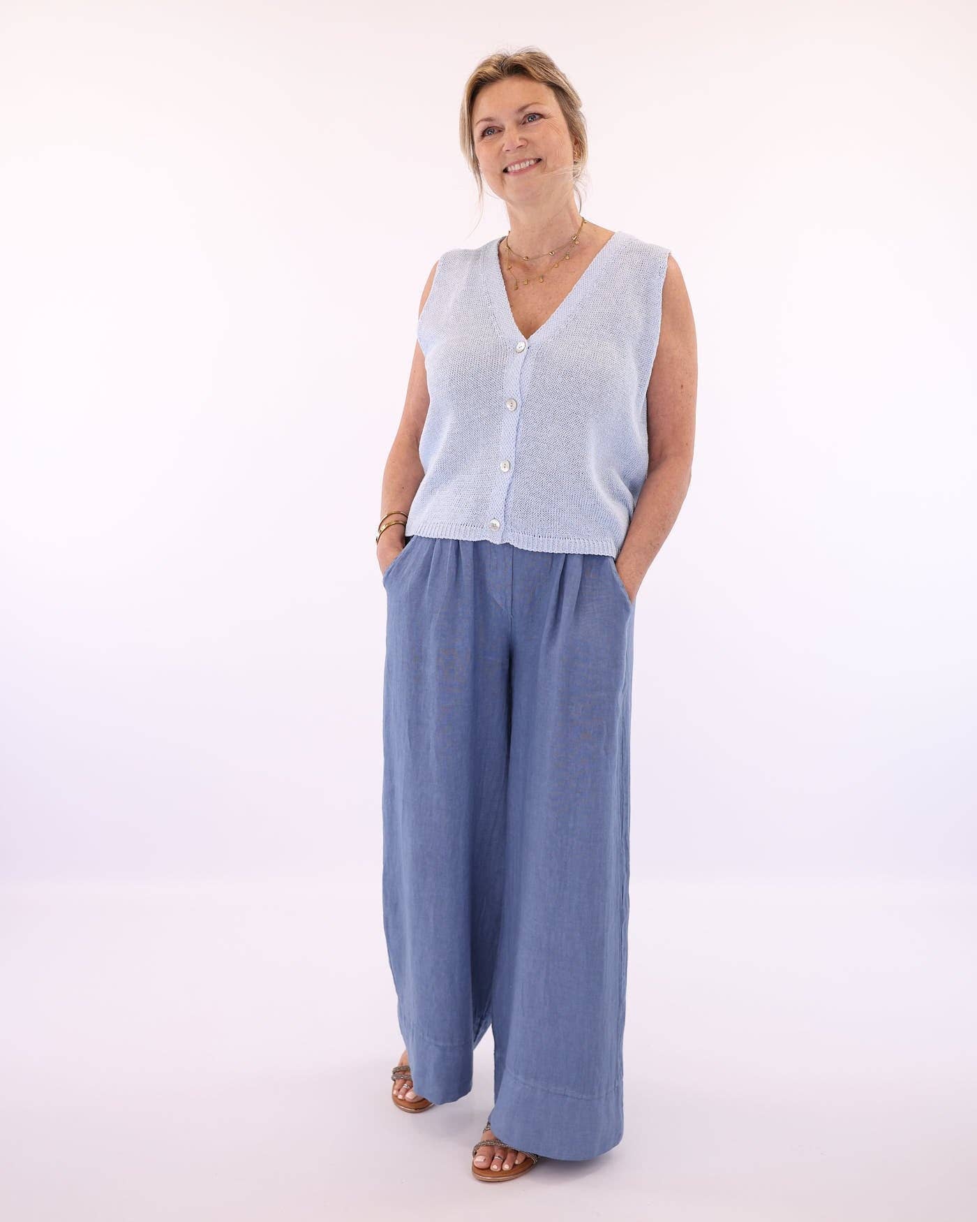 Cotton Blend Button Waistcoat: Coral