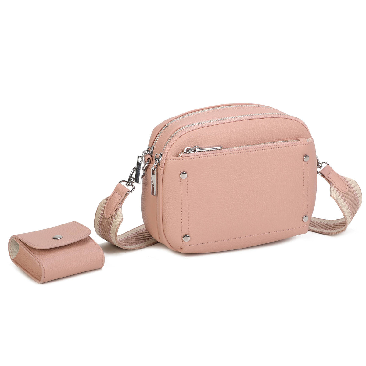 JM1377 Crossbody Bag with Wide Strap and Coin Pouch: Orange