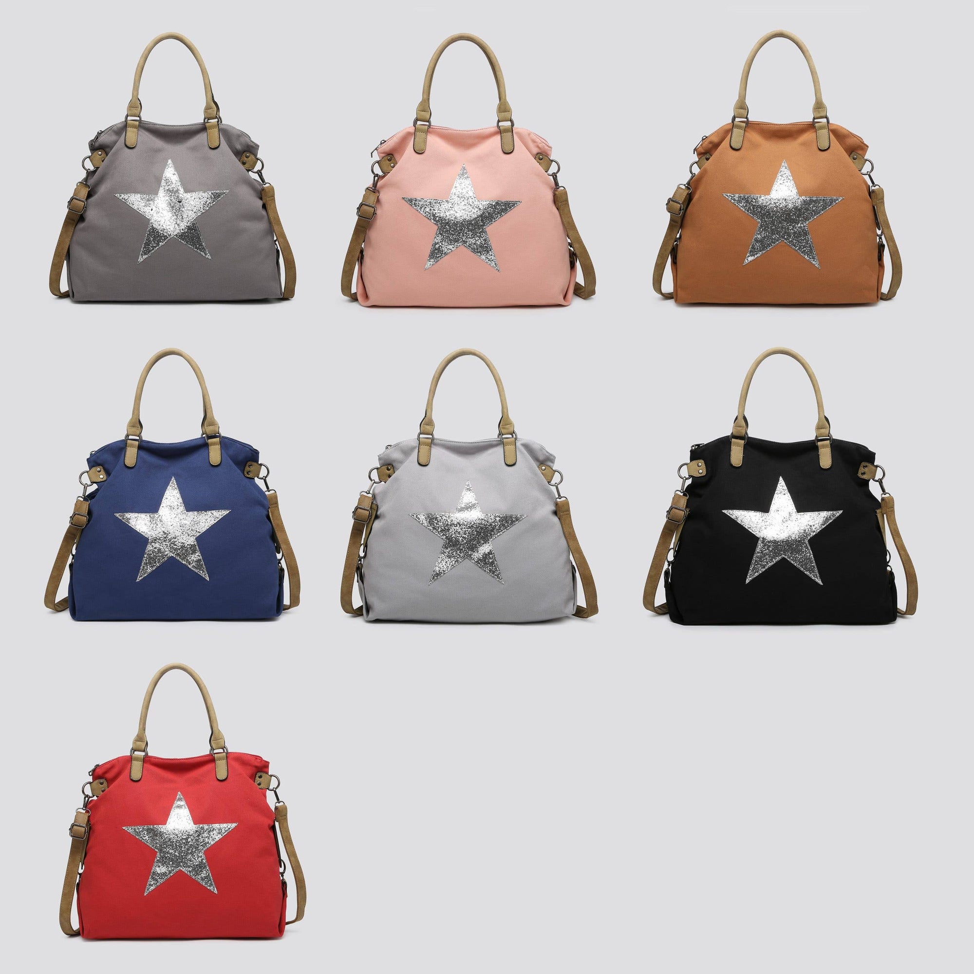 2253 Large Canvas Star Bags: BLACK