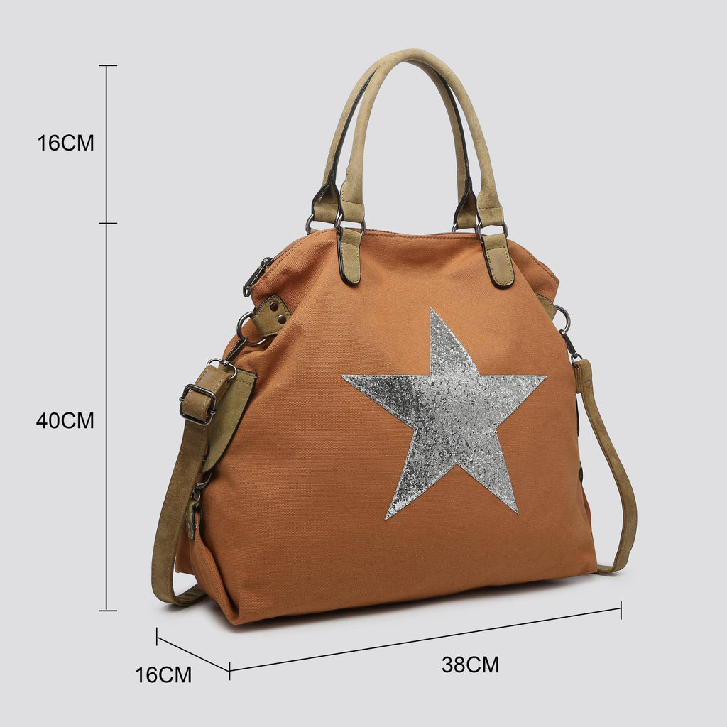 2253 Large Canvas Star Bags: KHAKI