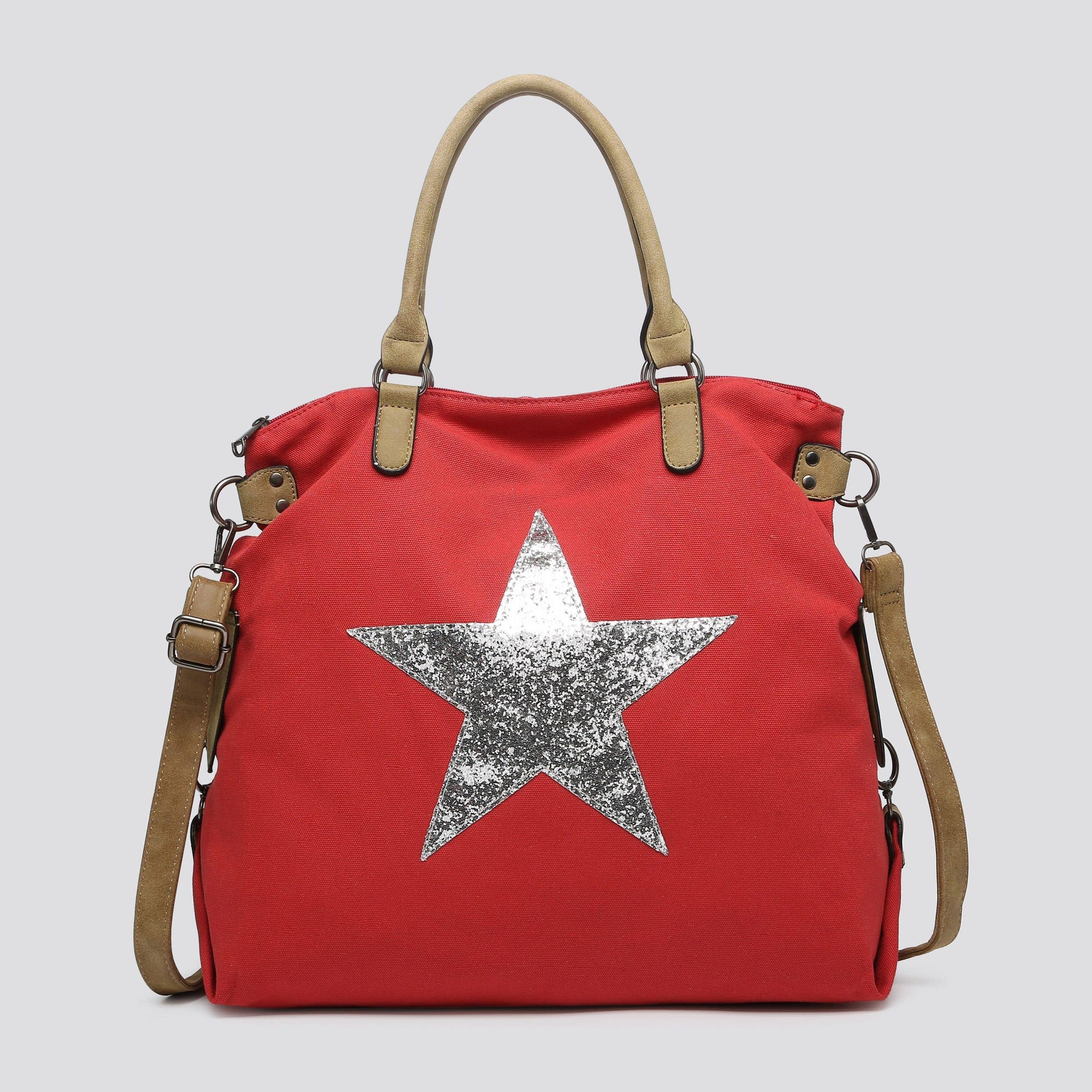 2253 Large Canvas Star Bags: KHAKI