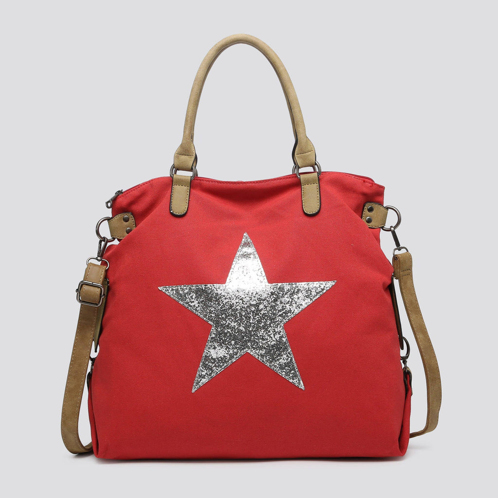 2253 Large Canvas Star Bags: BROWN