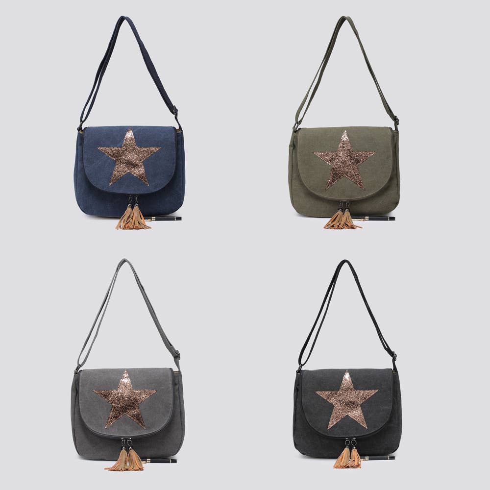 2254 Canvas Star Crossbody Bag: NAVY