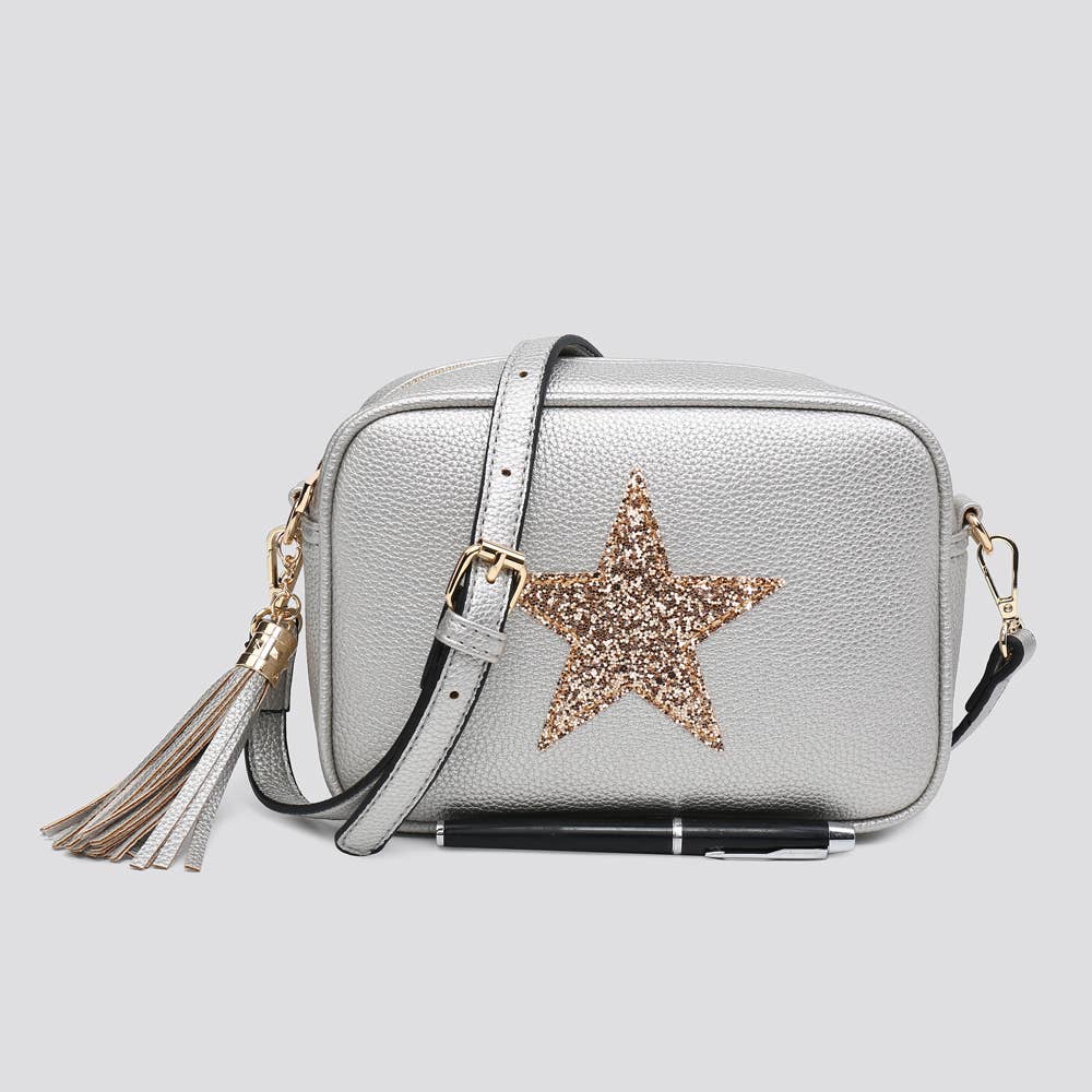 Premium Vegan Leather Camera Star Crossbody Bag #JNY3435AW26: BROWN