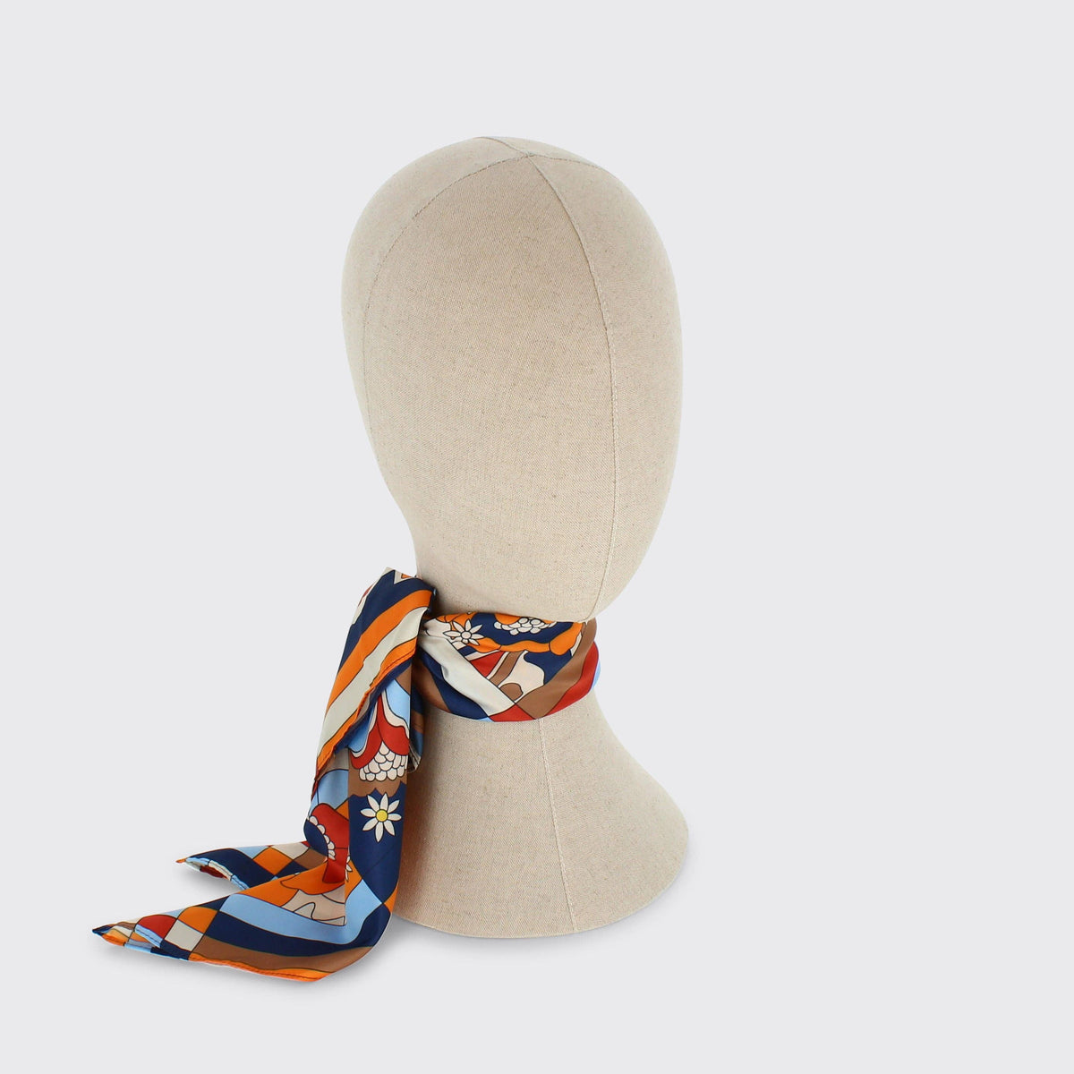 Babs Square Scarf: Navy / Chocolate