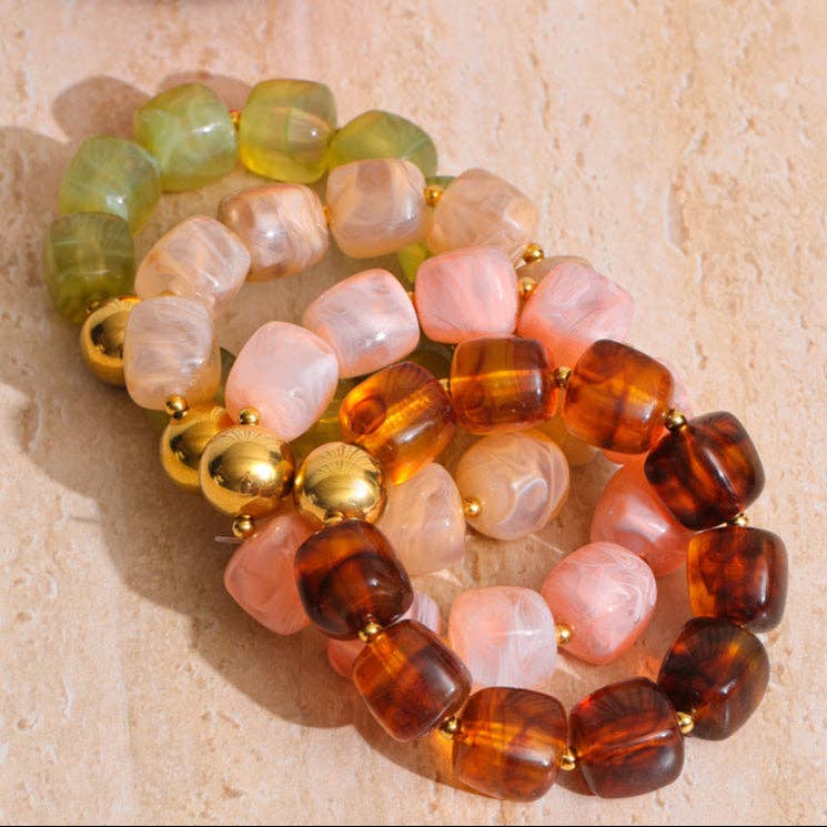 Acrylic Beaded Chunky Bracelet - 11 Colours: Navy