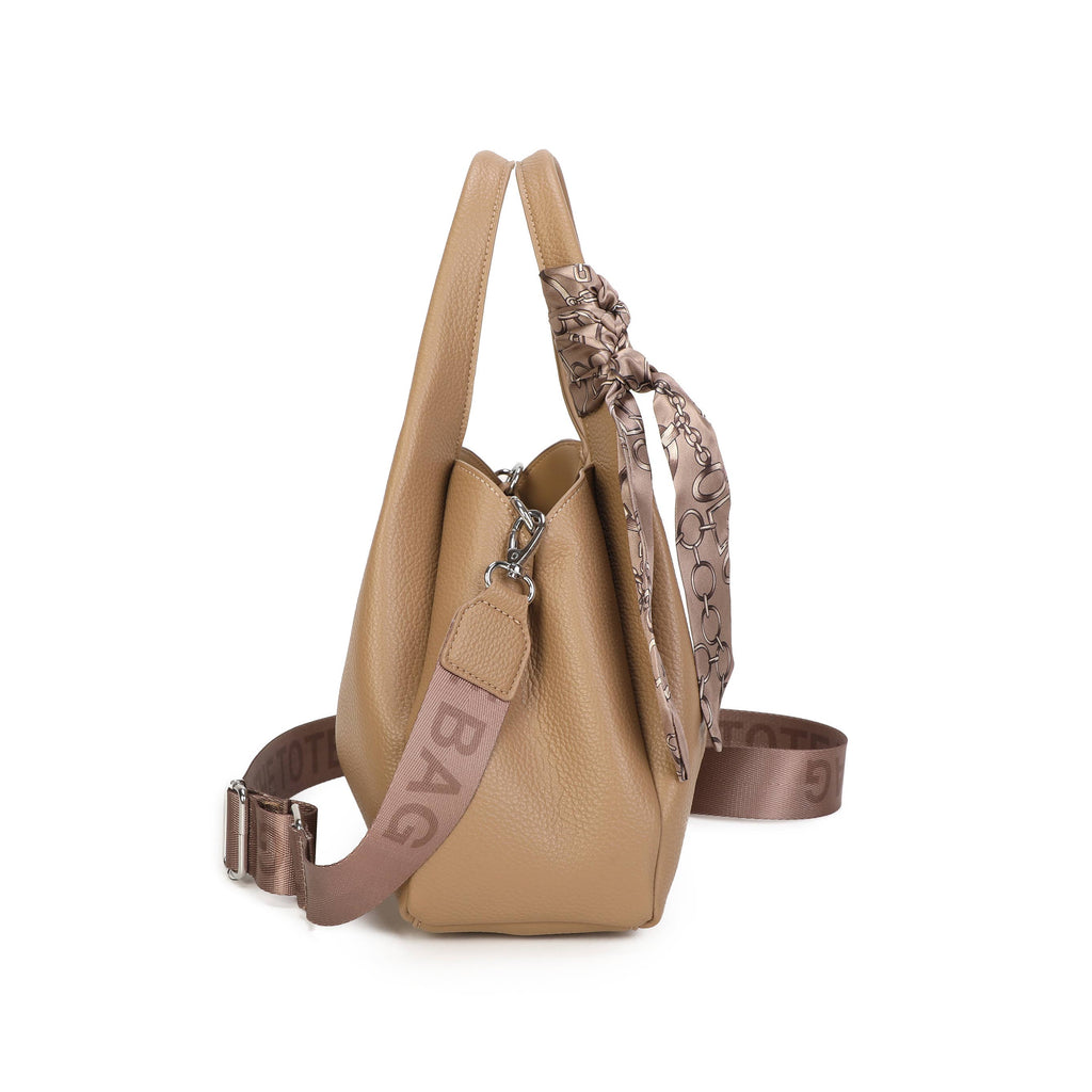 JM1780 Soft Slouchy Hobo Bag with Scarf & Wide Crossbody Str: Wine