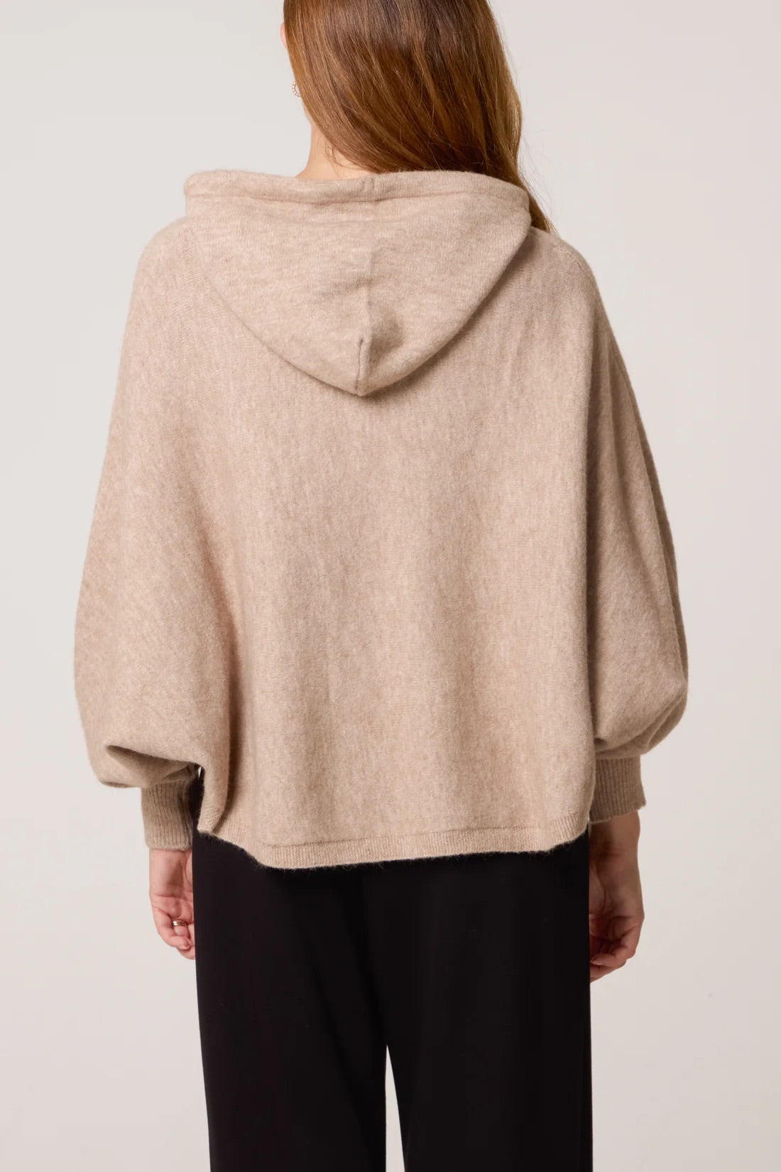 Puff Sleeve Knit Hoodie