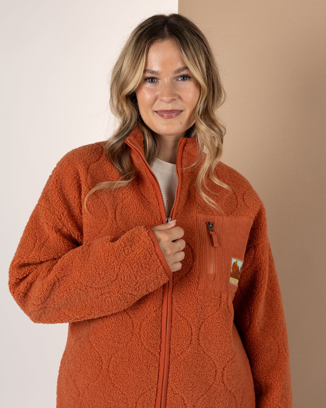 Salt rock Jarvis Jacquard Zip Fleece Orange