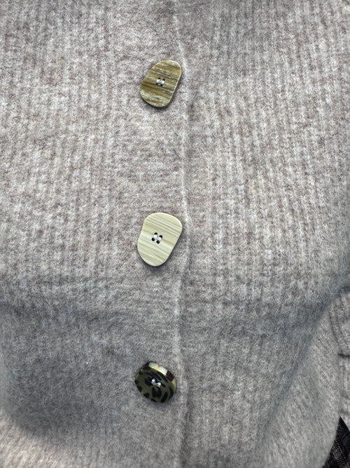 Beige Mix Button Cardigan