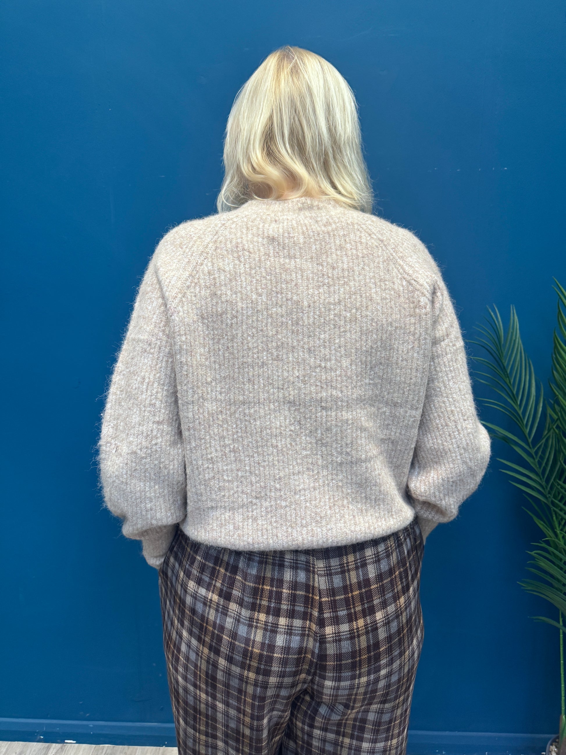 Beige Mix Button Cardigan