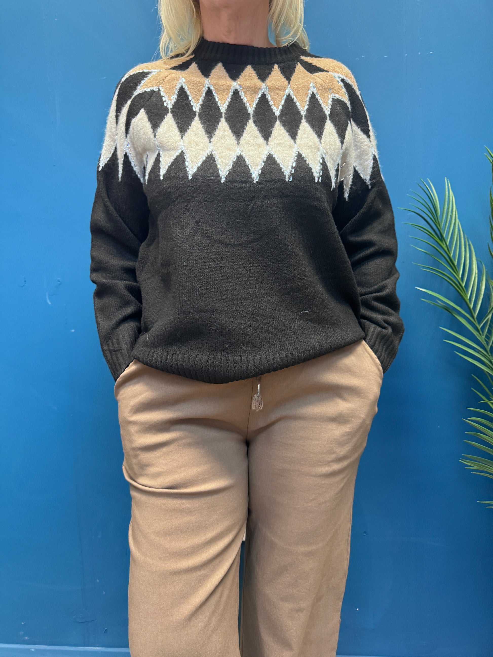 KM Fair Isle Jumper Black